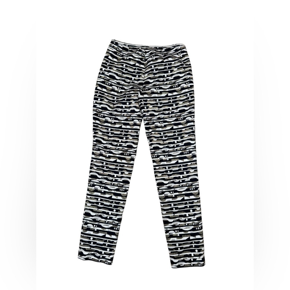 J. McLaughlin Sydney slim ankle pants gold metallic geometric pattern lined